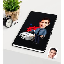 BK Gift Kişiye Özel Bay Trafik Polisi Karikatürlü Siyah Defter - 2