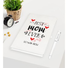 BK Gift Kişiye Özel En Iyi Anne Beyaz Defter Kalem Seti  - 3