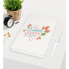 BK Gift Kişiye Özel Canım Annem Beyaz Defter Kalem Seti - 13