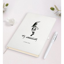 BK Gift Kişiye Özel Atatürk Temalı Beyaz Defter ve Kalem Hediye Seti-22
