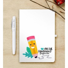 BK Gift Kişiye Özel En Iyi Öğretmen Beyaz Defter ve Kalem Hediye Seti-10