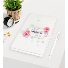 BK Gift Kişiye Özel Bugün Günlerden Annem Beyaz Defter Kalem Seti - 1