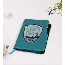 BK Gift Kişiye Özel Gemi Tasarımlı Turkuaz Termo Deri Defter-3