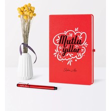 BK Gift Kişiye Özel Yılbaşı Mutlu Yıllar Temalı Kırmızı Defter Kalem Seti - 3