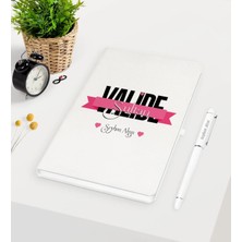 BK Gift Kişiye Özel Valide Sultan Beyaz Defter Kalem Seti - 1
