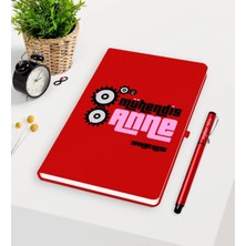 BK Gift Kişiye Özel Mühendis Anne Kırmızı Defter Kalem Seti