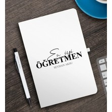 BK Gift Kişiye Özel En Iyi Öğretmen Beyaz Defter ve Kalem Hediye Seti-16