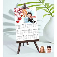 Bk Gift Kişiye Özel 15X21 cm Fotoğraf Kartlı Evleniyoruz Karikatürlü Şövaleli 2023 Takvim -2