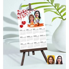 Bk Gift Kişiye Özel 15X21 cm Fotoğraf Kartlı Anne Kız Karikatürlü Şövaleli 2023 Takvim -2