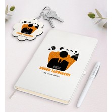 BK Gift Kişiye Özel Okul Müdür Yardımcısı Beyaz Defter Kalem ve Anahtarlık Hediye Seti-2
