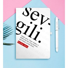BK Gift Kişiye Özel Sevgili Temalı Beyaz Defter Kalem Seti