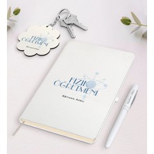 BK Gift Kişiye Özel Fizik Öğretmeni Beyaz Defter Kalem ve Anahtarlık Hediye Seti-1