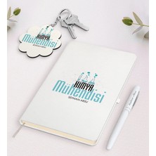 BK Gift Kişiye Özel Kimya Mühendisi Beyaz Defter Kalem ve Anahtarlık Hediye Seti-1