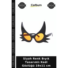 Carlburn Siyah Renk Bıyık Tasarımlı Kedi Gözlüğü 19X11 cm Şenlik Eşyası Komik Obje Maskeli Balo