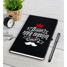 BK Gift Kişiye Özel Benim Kral Babam Siyah Defter Kalem Seti