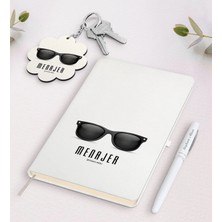 BK Gift Kişiye Özel Menajer Beyaz Defter Kalem ve Anahtarlık Hediye Seti