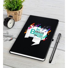 BK Gift Kişiye Özel Ilk Babalar Günün Kutlu Olsun Siyah Defter Kalem Seti-6