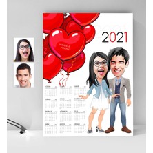 Bk Gift Kişiye Özel Sevgililer Karikatürlü 2023 Duvar Takvimi - 9