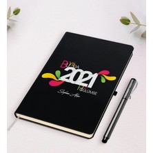BK Gift Kişiye Özel Bu Yılda Hep Gülümse Temalı Siyah Defter Kalem Seti