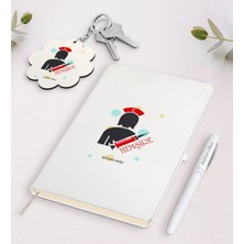 BK Gift Kişiye Özel Hemşire Beyaz Defter Kalem ve Anahtarlık Hediye Seti-3