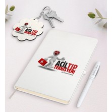 BK Gift Kişiye Özel Acil Tıp Teknisyeni Beyaz Defter Kalem ve Anahtarlık Hediye Seti-1