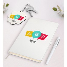 BK Gift Kişiye Özel Öğretmen Beyaz Defter Kalem ve Anahtarlık Hediye Seti-4