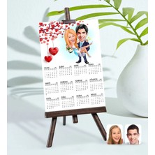 Bk Gift Kişiye Özel 15X21 cm Fotoğraf Kartlı Evleniyoruz Karikatürlü Şövaleli 2023 Takvim -4