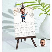 Bk Gift Kişiye Özel 15X21 cm Fotoğraf Kartlı Erkek Öğretmen Karikatürlü Şövaleli 2023 Takvim-2