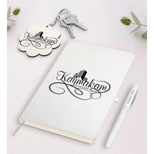 BK Gift Kişiye Özel Kaymakam Beyaz Defter Kalem ve Anahtarlık Hediye Seti-1