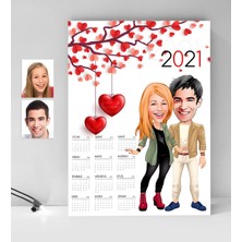 Bk Gift Kişiye Özel Sevgililer Karikatürlü 2023 Duvar Takvimi - 8
