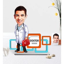 BK Gift Kişiye Özel Bay Doktor Karikatürlü 3D Ahşap Masa Isimliği - 4