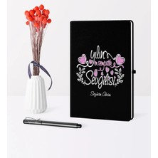 BK Gift Kişiye Özel Yılın En Sempatik Sevgilisi Temalı Siyah Defter Kalem Seti