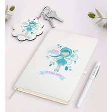 BK Gift Kişiye Özel Evin Perisi Beyaz Defter Kalem ve Anahtarlık Hediye Seti-4