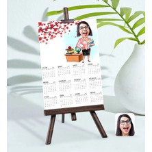 Bk Gift Kişiye Özel 15X21 cm Fotoğraf Kartlı Kadın Öğretmen Karikatürlü Şövaleli 2023 Takvim-5