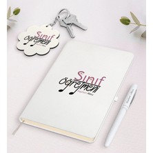 BK Gift Kişiye Özel Sınıf Öğretmeni Beyaz Defter Kalem ve Anahtarlık Hediye Seti-17