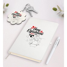 BK Gift Kişiye Özel Sınıf Öğretmeni Beyaz Defter Kalem ve Anahtarlık Hediye Seti-12