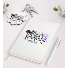 BK Gift Kişiye Özel Evin Yakışıklısı Beyaz Defter Kalem ve Anahtarlık Hediye Seti-1
