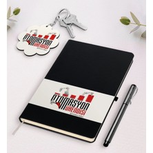 BK Gift Kişiye Özel Otomasyon Mühendisi Siyah Defter Kalem ve Anahtarlık Hediye Seti