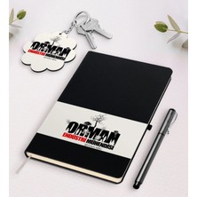 BK Gift Kişiye Özel Orman Endüstrisi Mühendisi Siyah Defter Kalem ve Anahtarlık Hediye Seti