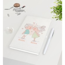 BK Gift Kişiye Özel Sevgililer Günü Beyaz Defter Kalem SETI-108