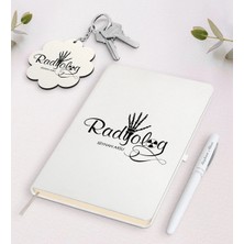 BK Gift Kişiye Özel Radyolog Beyaz Defter Kalem ve Anahtarlık Hediye Seti