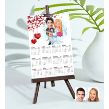 Bk Gift Kişiye Özel 15X21 cm Fotoğraf Kartlı Evleniyoruz Karikatürlü Şövaleli 2023 Takvim -9