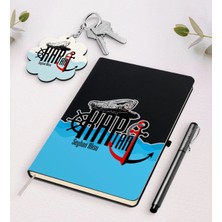 BK Gift Kişiye Özel Kaptan Siyah Defter Kalem ve Anahtarlık Hediye Seti-4