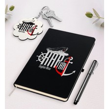 BK Gift Kişiye Özel Kaptan Siyah Defter Kalem ve Anahtarlık Hediye Seti-2