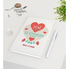 BK Gift Kişiye Özel Sevgililer Günü Beyaz Defter Kalem Seti-57