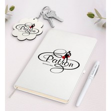 BK Gift Kişiye Özel Patron Beyaz Defter Kalem ve Anahtarlık Hediye Seti-4