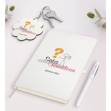 BK Gift Kişiye Özel Satış Temsilcisi Beyaz Defter Kalem ve Anahtarlık Hediye Seti-1
