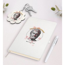 BK Gift Kişiye Özel Felsefe Öğretmeni Beyaz Defter Kalem ve Anahtarlık Hediye Seti-1