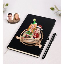 BK Gift Kişiye Özel Yılın En Mükemmel Çifti Karikatürlü Siyah Defter ve Kalem Hediye Seti-61