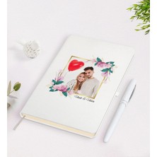 BK Gift Kişiye Özel Sevgililer Günü Temalı Isimli Fotoğraflı Beyaz Defter Kalem Seti-30